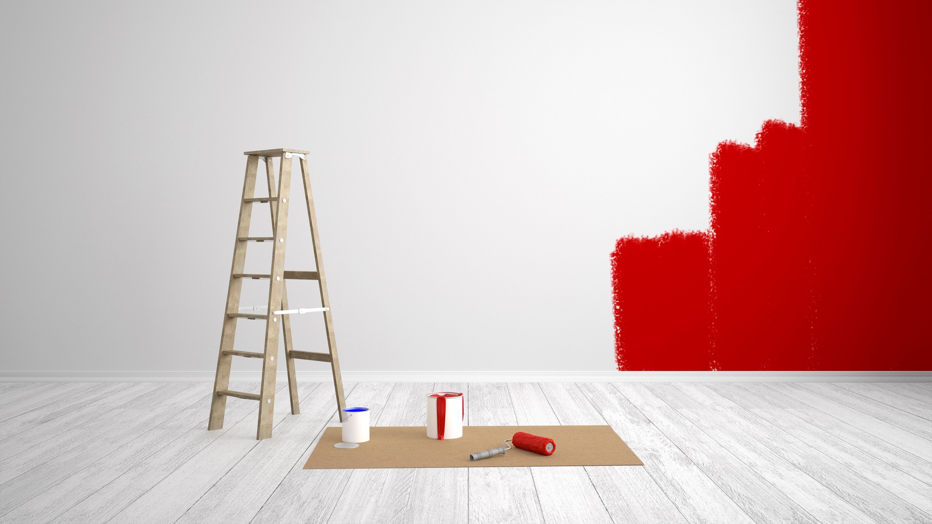 renovate living room with color wall and paint roller